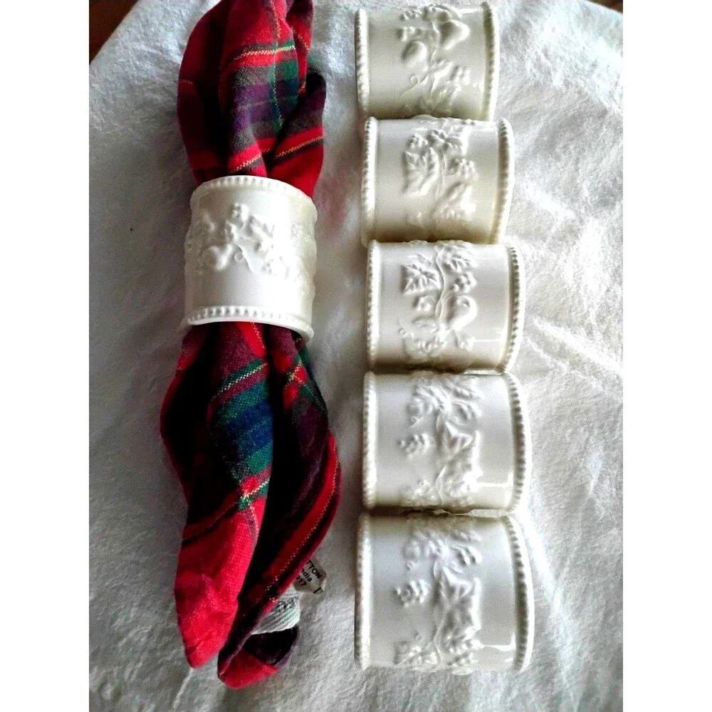 Martha Stewart Ceramic Napkin Rings Festive Grapes Set Of Six